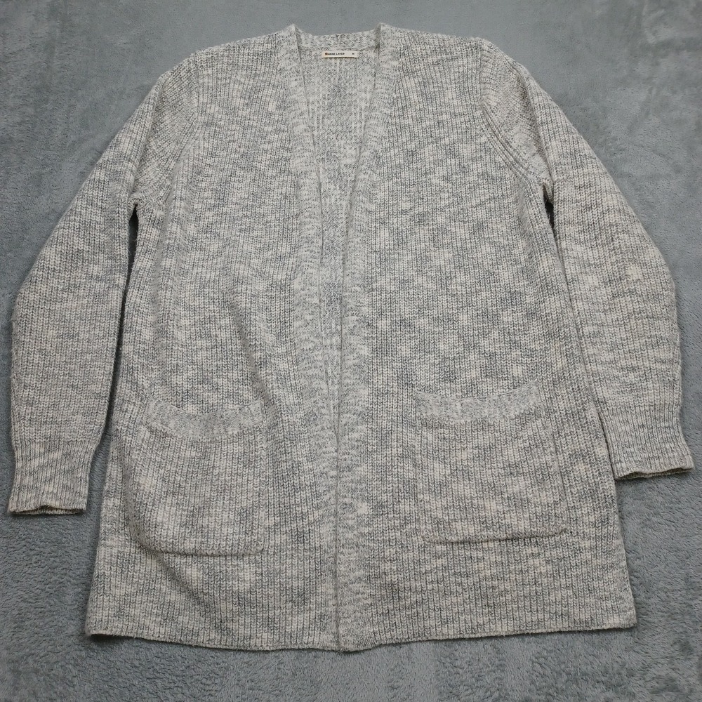 Marine Layer Sweater Womens Medium Gray Knit Cardigan Open Pockets